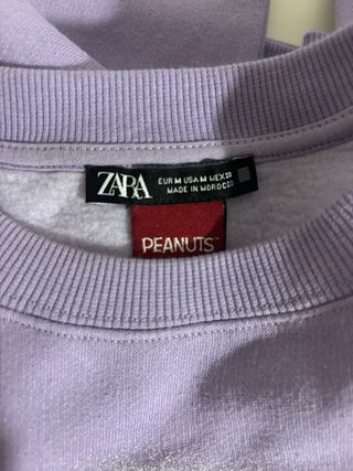 Sudadera Zara Snoopy New York Morada