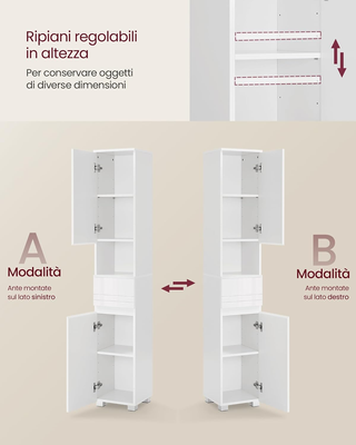 Mobile da Bagno, Mobiletto Portaoggetti, Alto, con