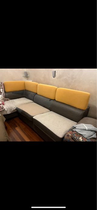 Divano letto angolare con pouf contenitore
