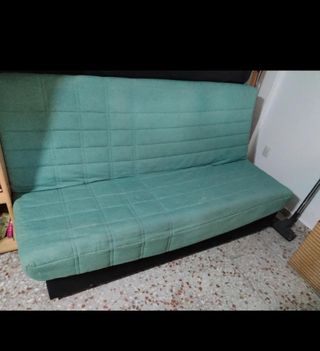 Sofá cama verde de tela con Fondo para guardar