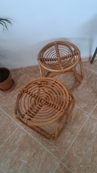 Taburete ratán diseño 70s