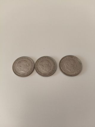 3 Monedas 5 Pesetas 1957 Franco