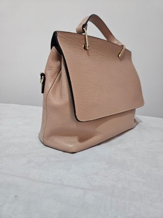 Bolso de mano de cuero auténtico