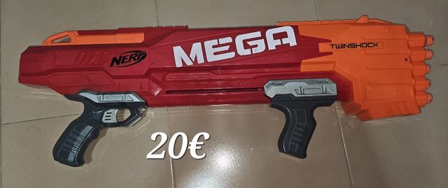 Pistola Nerf Mega Twinshock Roja y Naranja de segunda mano por