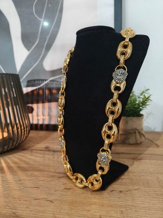 Cadena oro calabrote café Versace XL bicolor 65cm 