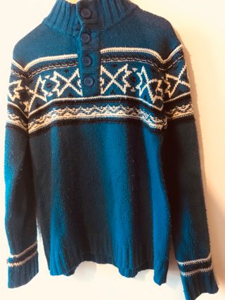 Jersey de invierno azul con estampado