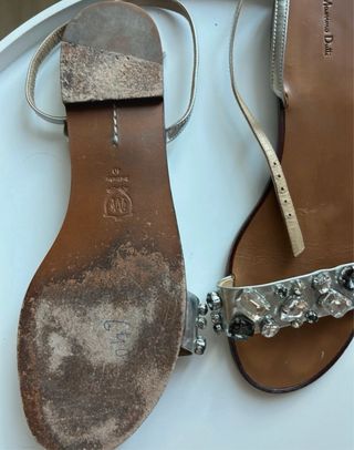 Sandalias Massimo Dutti T40 Plata y Negro