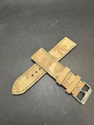 Correa de reloj hecha a mano en Nobuck camuflaje