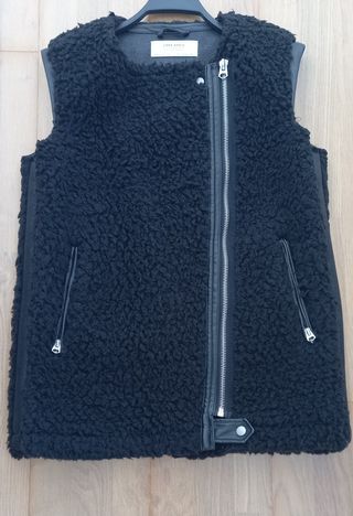 Chaleco Zara Negro Borreguito Cremallera