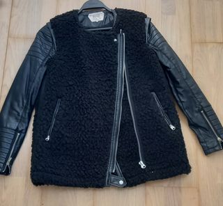 Chaleco Zara Negro Borreguito Cremallera