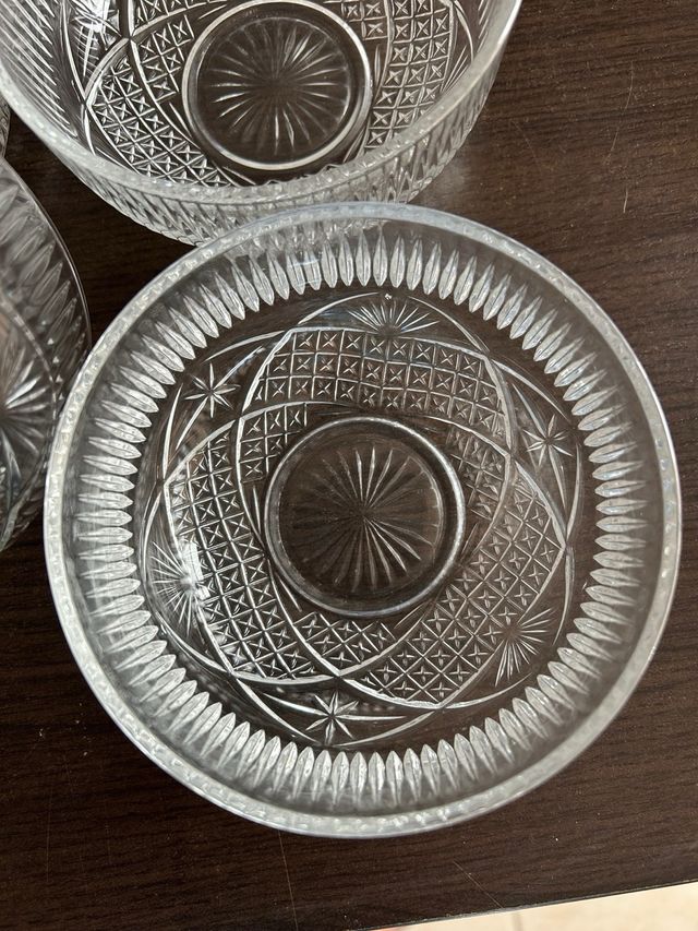 Juego 6 cuencos cristal tallado