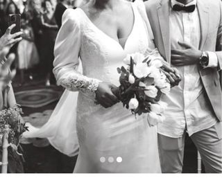 Traje de Novia Blanco Encaje Manga Larga