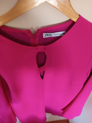 Vestido Midi Zara Fúcsia Cortado