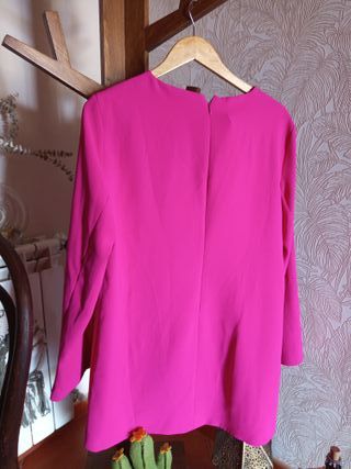 Vestido Midi Zara Fúcsia Cortado