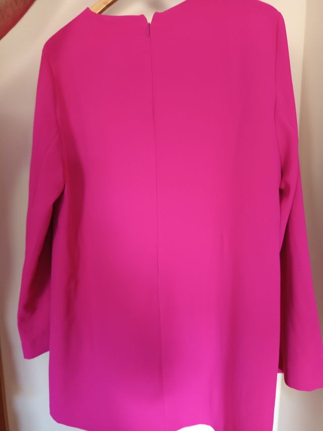 Vestido Midi Zara Fúcsia Cortado