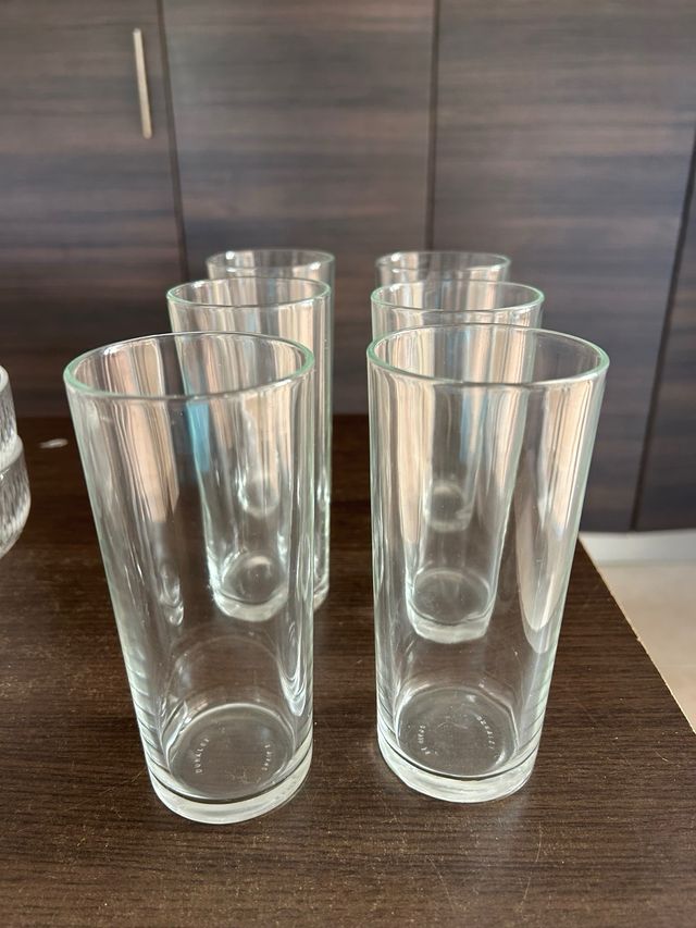Set de 6 vasos tubo de cristal