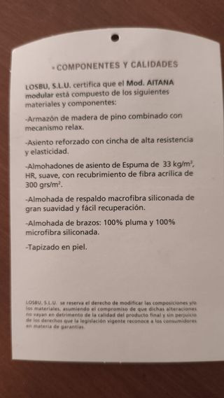 Sofá 2 Plazas Losbu Cuero Marrón