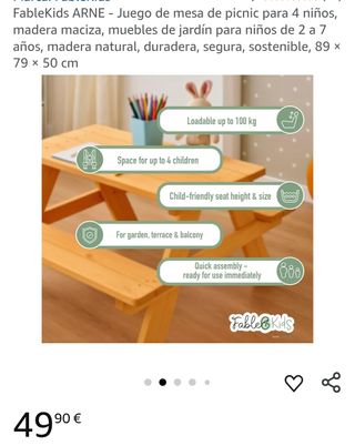 FableKids ARNE Juego de mesa de picnic para 4 niño
