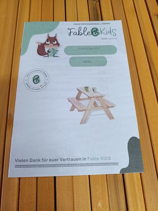 FableKids ARNE Juego de mesa de picnic para 4 niño