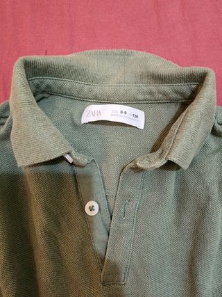 Polo niño ZARA verde Talla 7-8 años