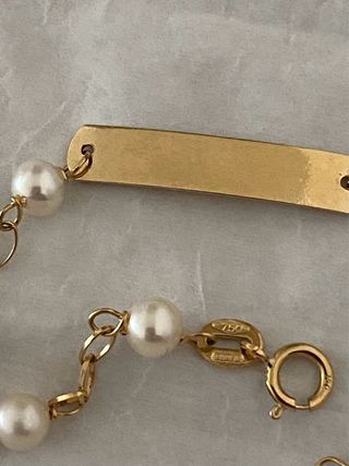 Bracciale bambina oro 18 kt perle vere 4 mm