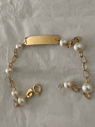 Bracciale bambina oro 18 kt perle vere 4 mm