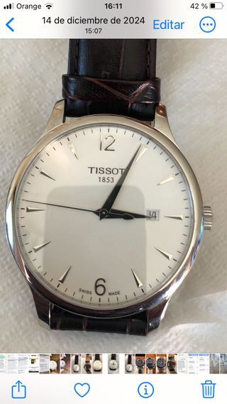 Reloj Tissot Esfera Blanca Correa Marrón