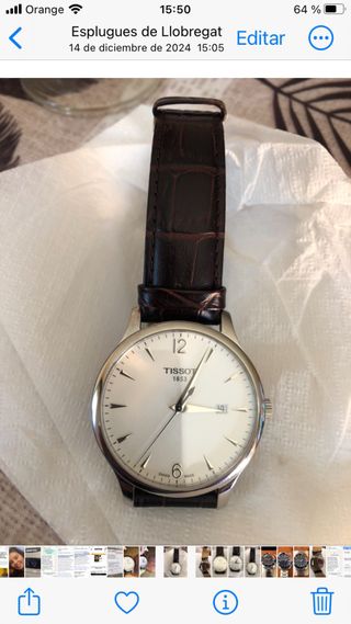 Reloj Tissot Esfera Blanca Correa Marrón