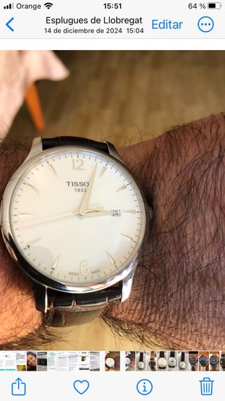 Reloj Tissot Esfera Blanca Correa Marrón