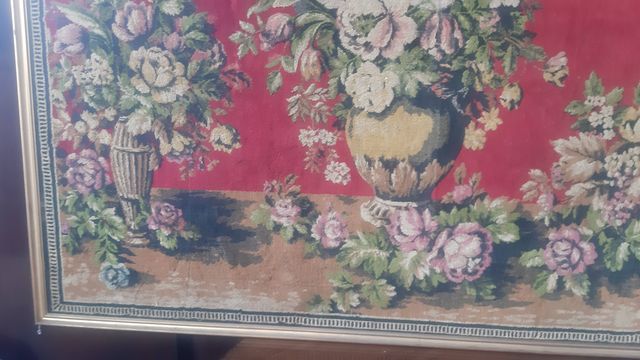 Arazzo vintage anni '70 grande con cornice