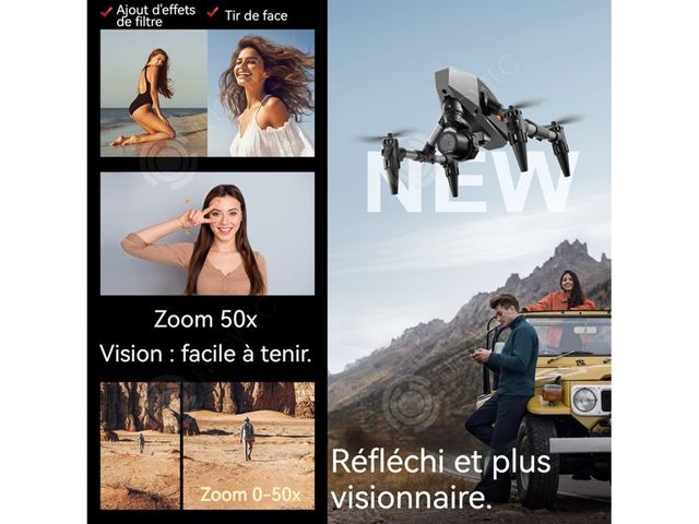 Drone Câmera Dupla 4k Zoom X50 Altura 50m Distânci