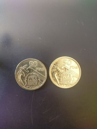 2 Monedas 50 Pesetas Franco 1957