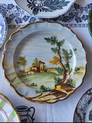 Servizio piatti dessert ceramica decorati