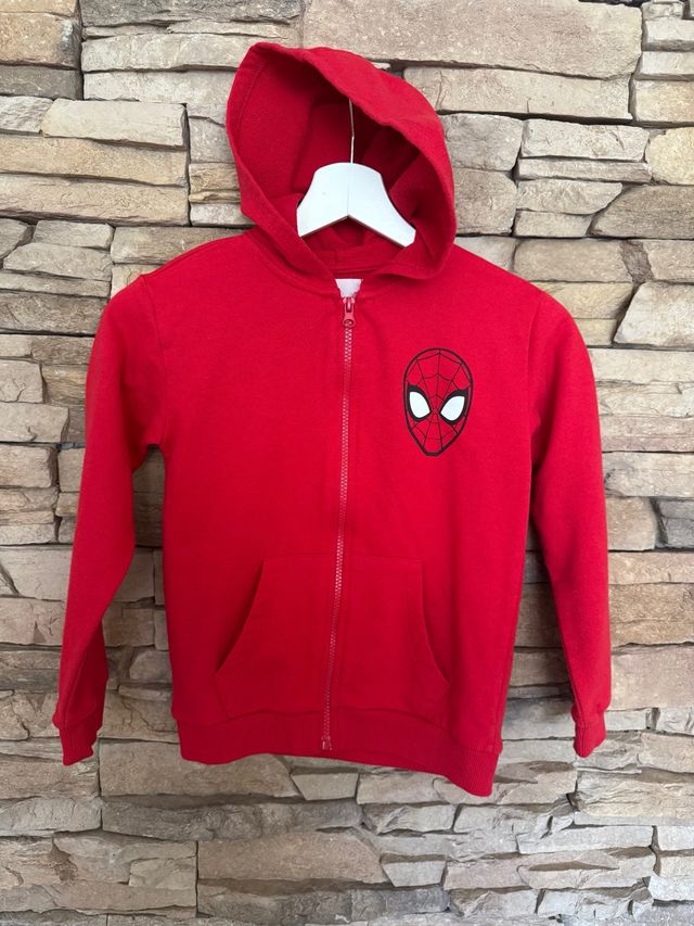 Felpa Spiderman con cappuccio rossa