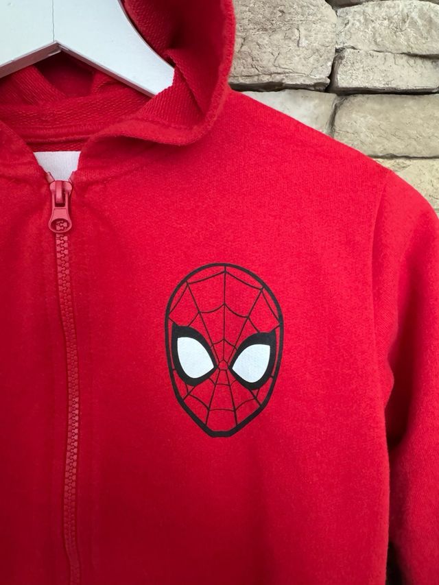 Felpa Spiderman con cappuccio rossa