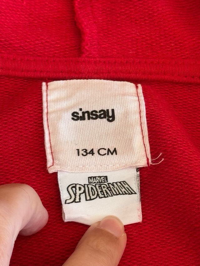 Felpa Spiderman con cappuccio rossa