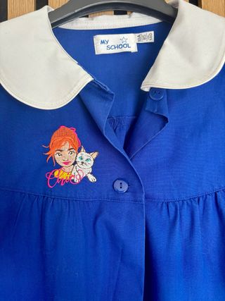 Grembiule scolastico My School blu ricamato