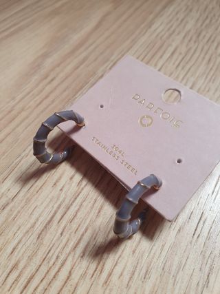 Pendientes Parfois Aro Bambú Gris y Dorado