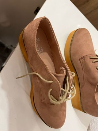 Zapatos plataforma cordones ante rosa