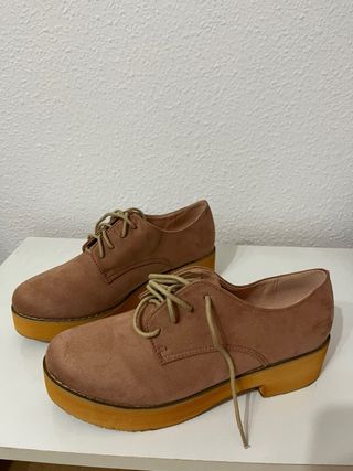 Zapatos plataforma cordones ante rosa