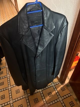 Chaqueta de piel Zara hombre negra