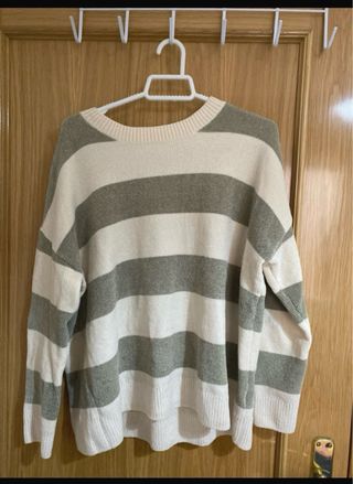 Jersey de rayas beige y verde