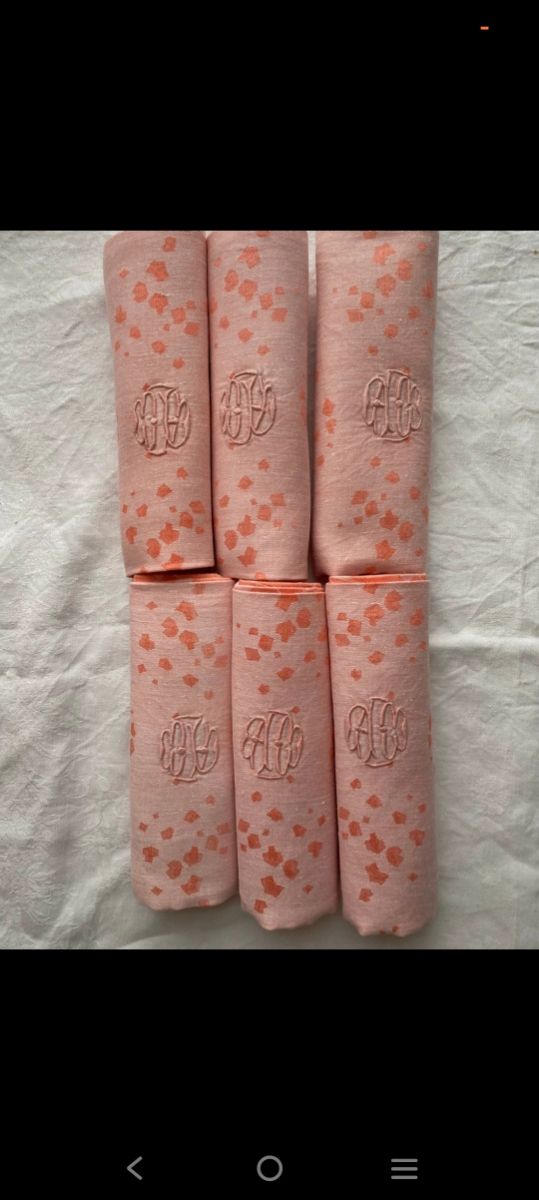 6 Servilletas de francesas lino Adamascado