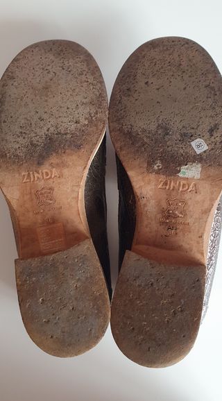 Mocasines mujer marrón y dorado