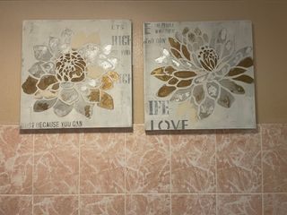 Cuadros Decorativos Flor Dorada y Plateada