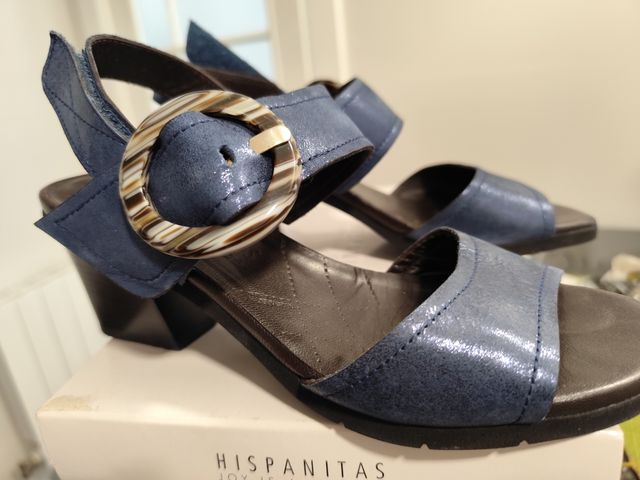 Sandalias Hispanitas Azul Multicolor Hebilla piel