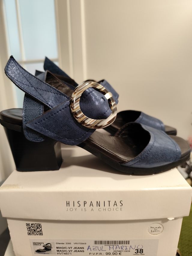 Sandalias Hispanitas Azul Multicolor Hebilla piel