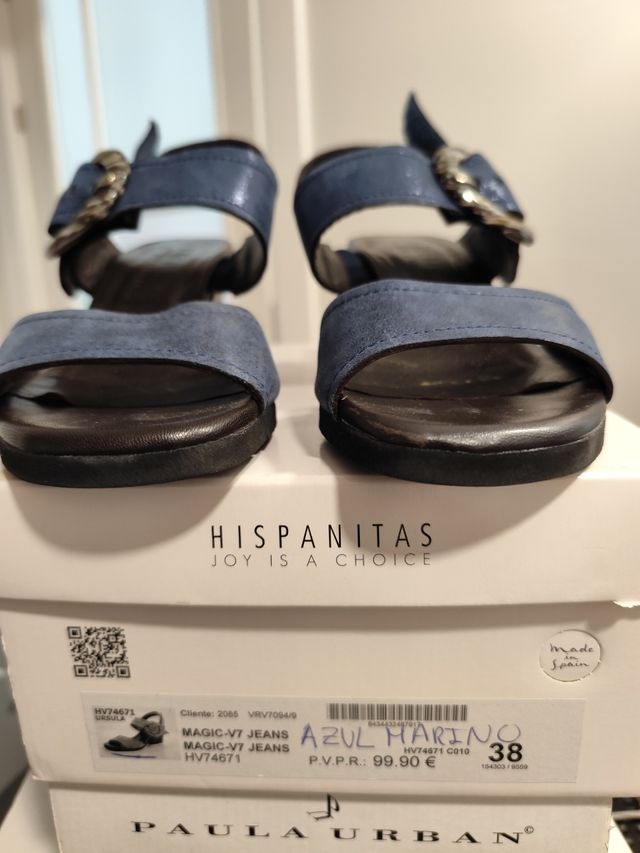 Sandalias Hispanitas Azul Multicolor Hebilla piel