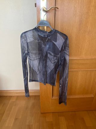 Blusa  de noche Bershka transparente negra