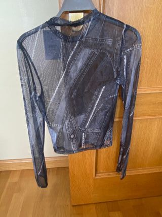 Blusa  de noche Bershka transparente negra